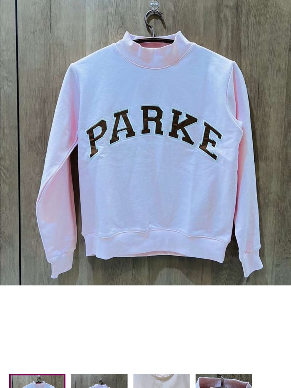 Parke Light Pink Turtleneck Sweatshirt with Contrast Lettering